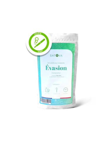 Image de l’Infusion CBD Évasion de la marque Satyva, sachet de 25 g.