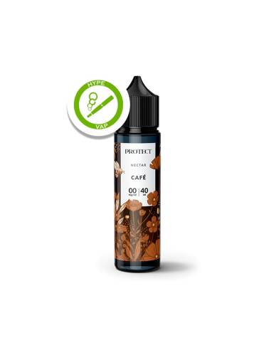 Flacon de 40 ml d’e-liquide Nectar Café de Protect, sans nicotine, avec espace pour boosters.