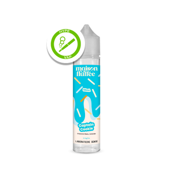 E-liquide Captain Cookie 50ml Maison Fluffée – notes vanille chocolat blanc amande – pâte à cookies – biscuit grillé