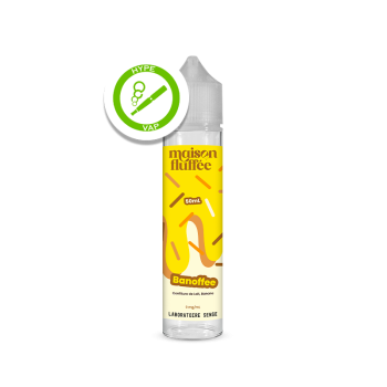 E-liquide Banoffee 50ml Maison Fluffée – notes banane – biscuité – chantilly – caramel
