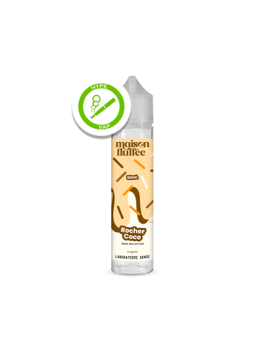 E-liquide Rocher Coco 50ml Maison Fluffée – notes ananas – vanille – biscuité – coco grillée